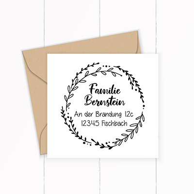 Personalisierter Adresstempel "Lorbeer" | 4–10 cm