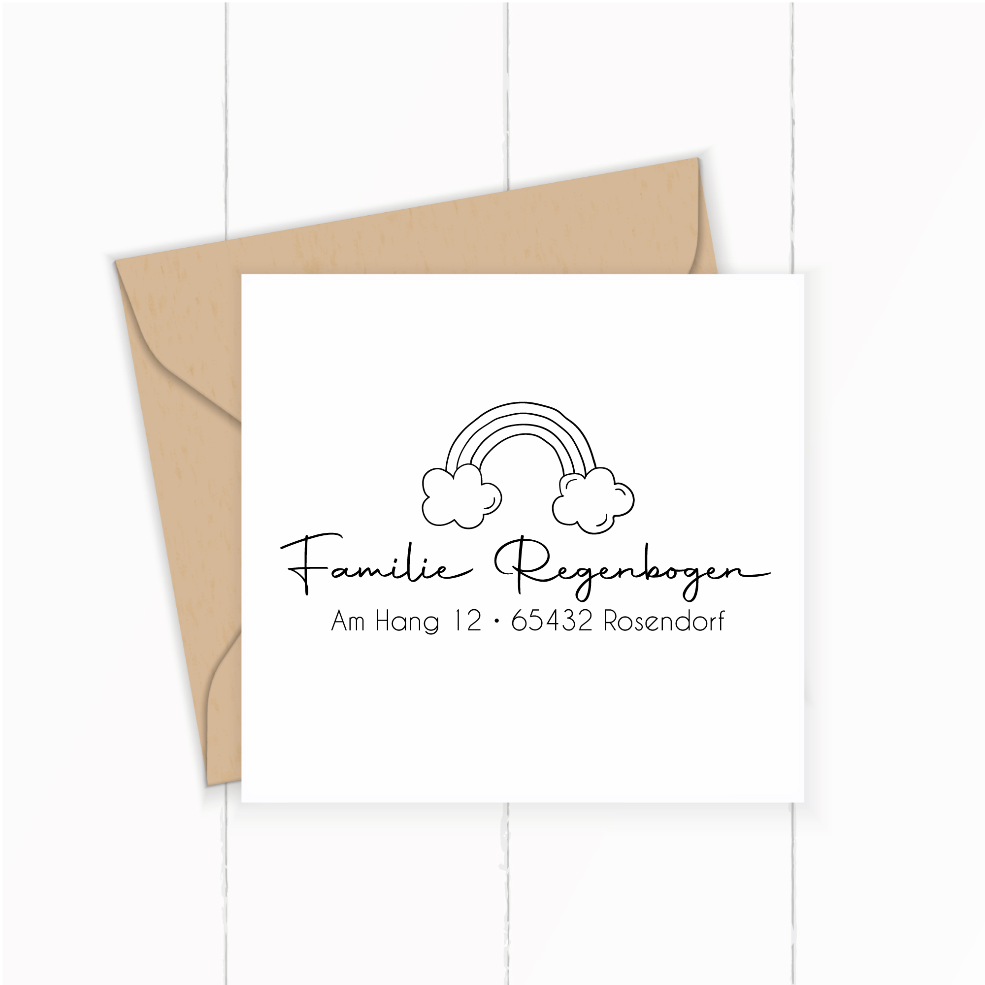 Personalisierbarer Adressstempel „Regenbogen“ | 58 x 22 mm