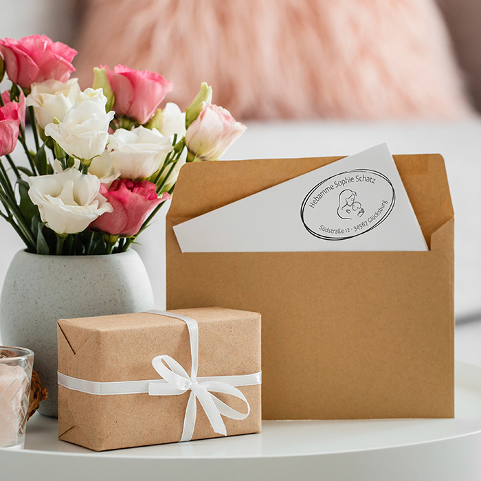 AdressSTEMPEL für Hebammen und Geburtshelfer "Schatz" paßt perfekt ins Mutterpass-Feld