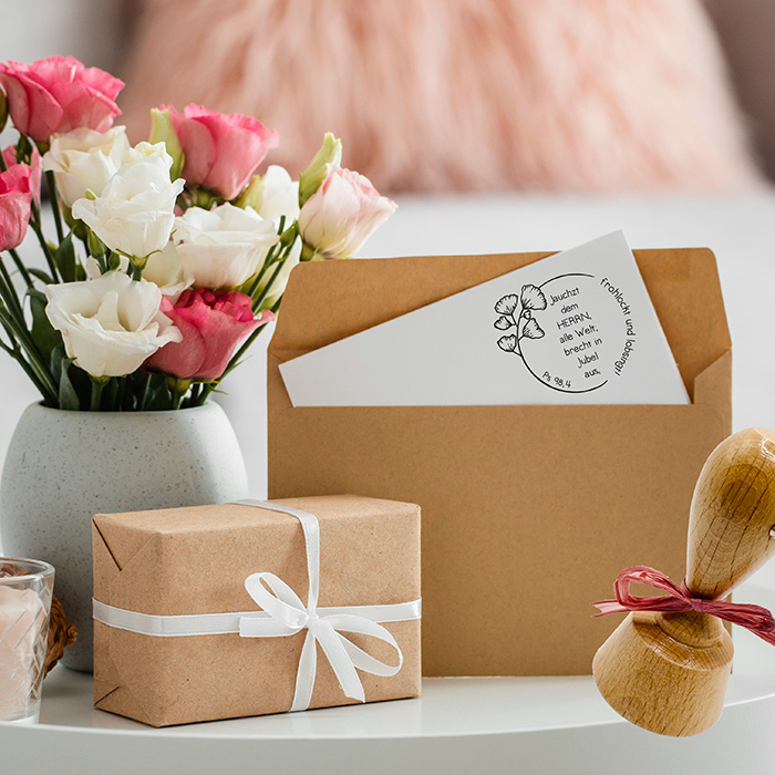 BibelversSTEMPEL "Psalm 98, 4 - Jauchzt dem Herrn, alle Welt"