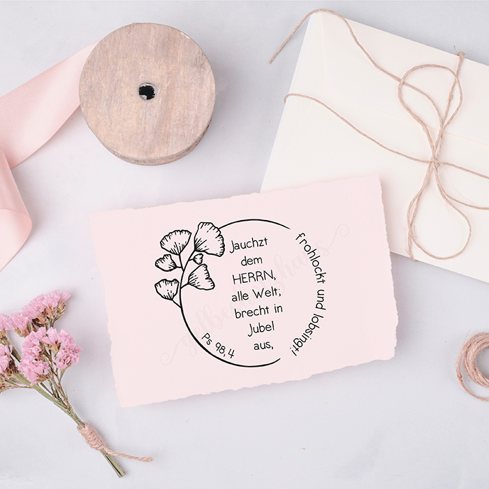 BibelversSTEMPEL "Psalm 98, 4 - Jauchzt dem Herrn, alle Welt"