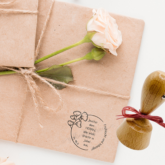 BibelversSTEMPEL "Psalm 98, 4 - Jauchzt dem Herrn, alle Welt"