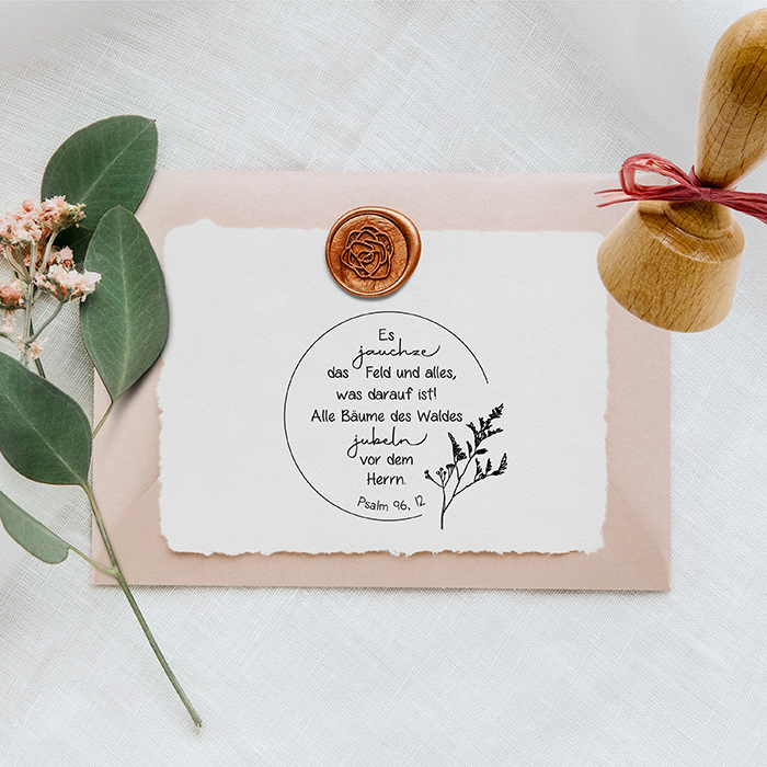 Bibelversstempel - Es jauchze das Feld - Psalm 96,12