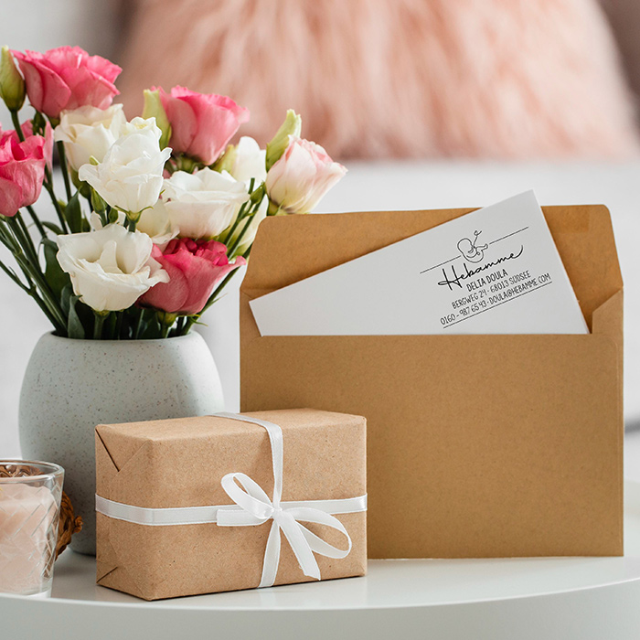 AdressSTEMPEL für Hebammen und Geburtshelfer "Doula" paßt perfekt ins Mutterpass-Feld 