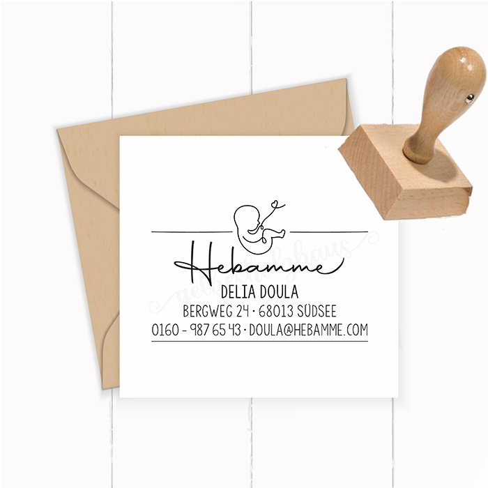 AdressSTEMPEL für Hebammen und Geburtshelfer "Doula" paßt perfekt ins Mutterpass-Feld 