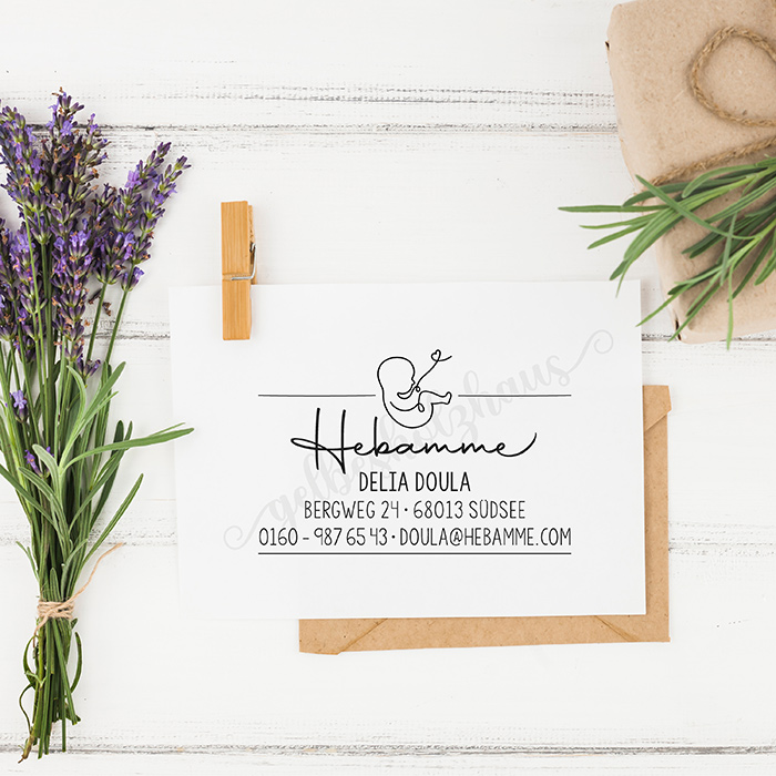 AdressSTEMPEL für Hebammen und Geburtshelfer "Doula" paßt perfekt ins Mutterpass-Feld 