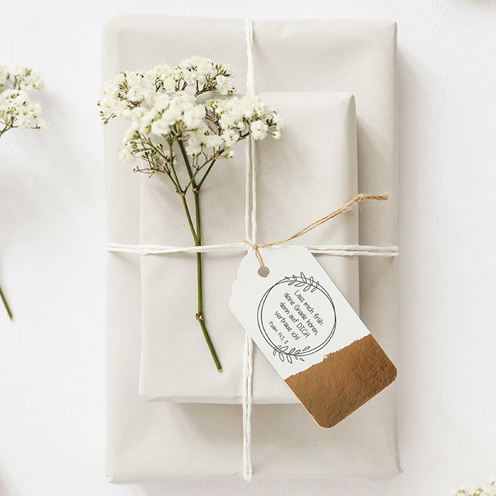 Bibelvers STEMPEL Blätterkranz "Psalm 143, 8 - auf DICH vertraue ich" 