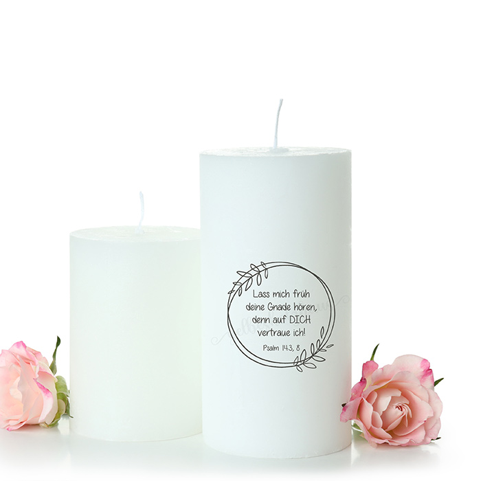 Bibelvers STEMPEL Blätterkranz "Psalm 143, 8 - auf DICH vertraue ich" 