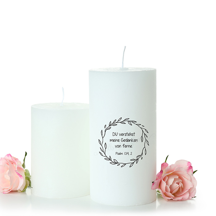 Bibelvers STEMPEL Blätterkranz "Psalm 139, 2 - DU verstehst meine Gedanken" 