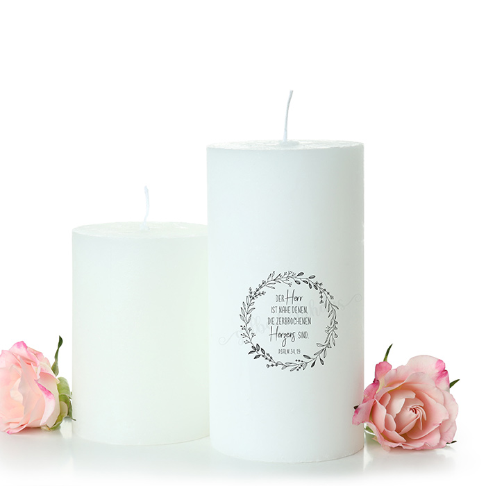 Filigraner STEMPEL "Psalm 34, 19 Der Herr ist nahe denen, die zerbrochenen Herzens sind."  