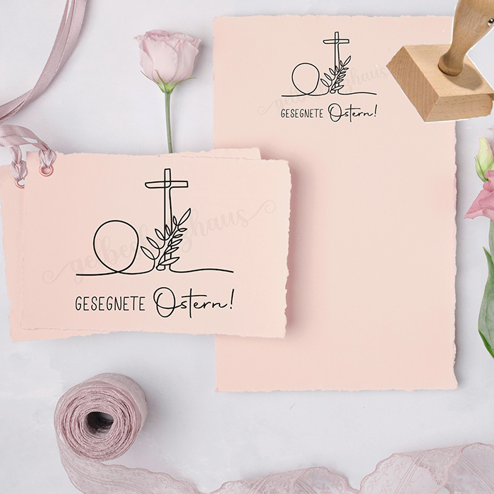 STEMPEL "Gesegnete Ostern" mit Kreuz und leerem Grab
