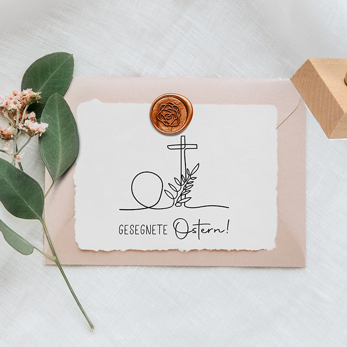 STEMPEL "Gesegnete Ostern" mit Kreuz und leerem Grab