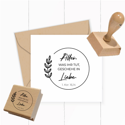 Jahreslosung 2024 STEMPEL Kranz "1.Korinther 16,14 - Alles, was ihr tut, geschehe in Liebe"