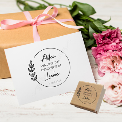 Jahreslosung 2024 STEMPEL Kranz "1.Korinther 16,14 - Alles, was ihr tut, geschehe in Liebe"