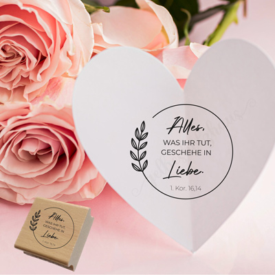 Jahreslosung 2024 STEMPEL Kranz "1.Korinther 16,14 - Alles, was ihr tut, geschehe in Liebe"