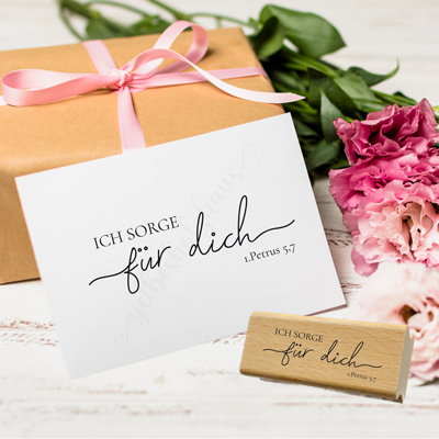 Bibelvers-STEMPEL "1.Petrus 5,7 - Ich sorge für dich"