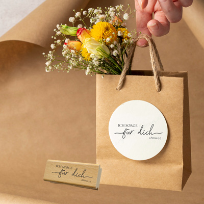 Bibelvers-STEMPEL "1.Petrus 5,7 - Ich sorge für dich"