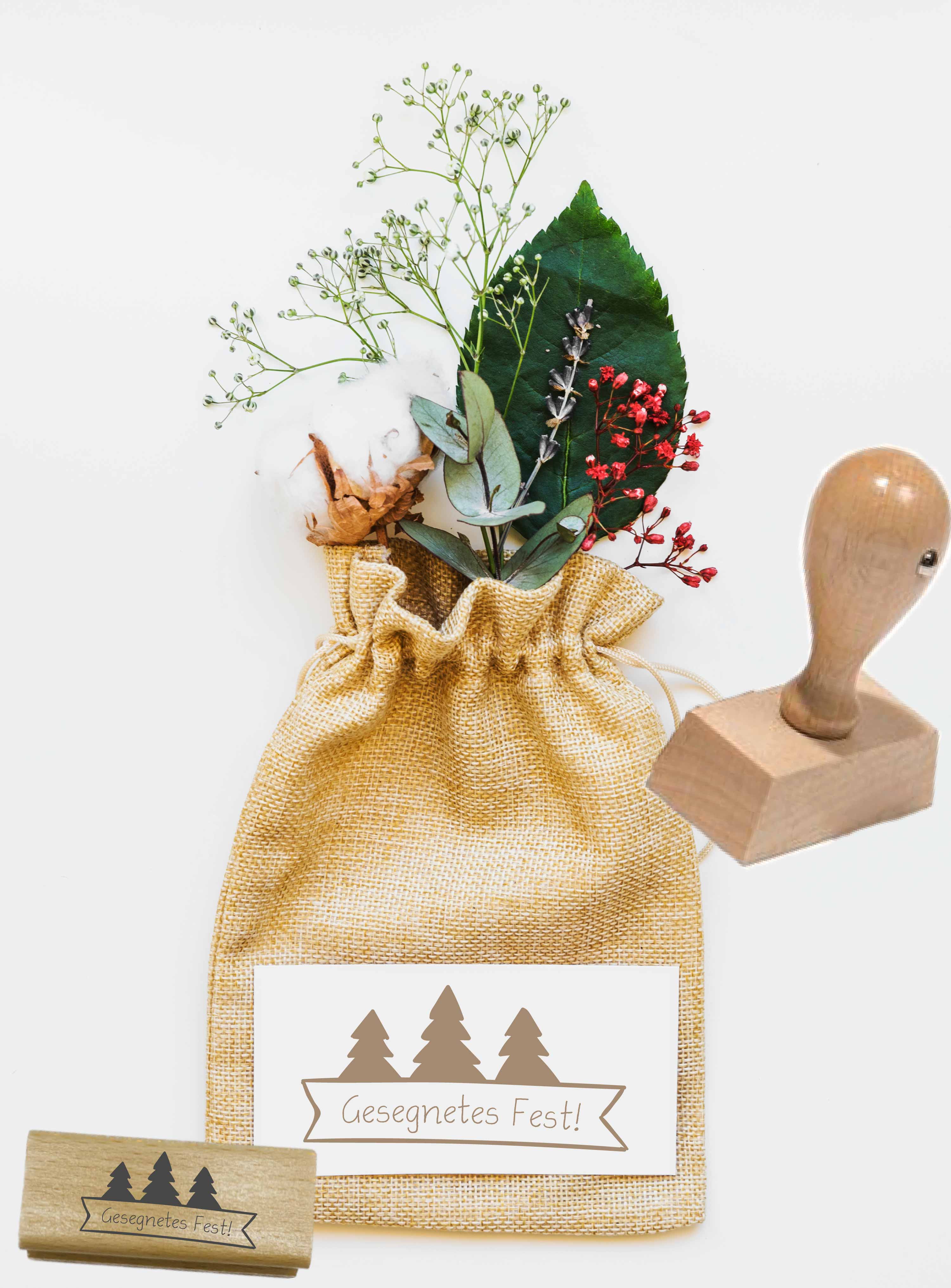 Weihnachts STEMPEL Tannen "Gesegnetes Fest!" 