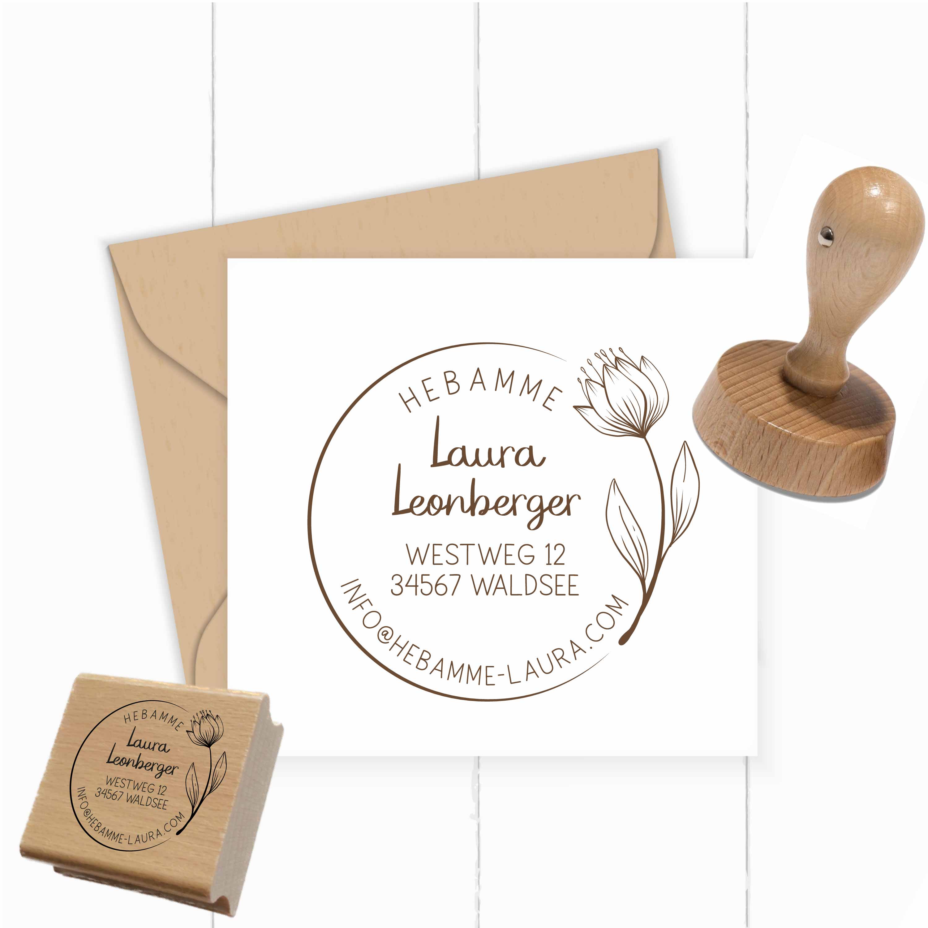 AdressSTEMPEL für Hebammen und Geburtshelfer "Tulpe"