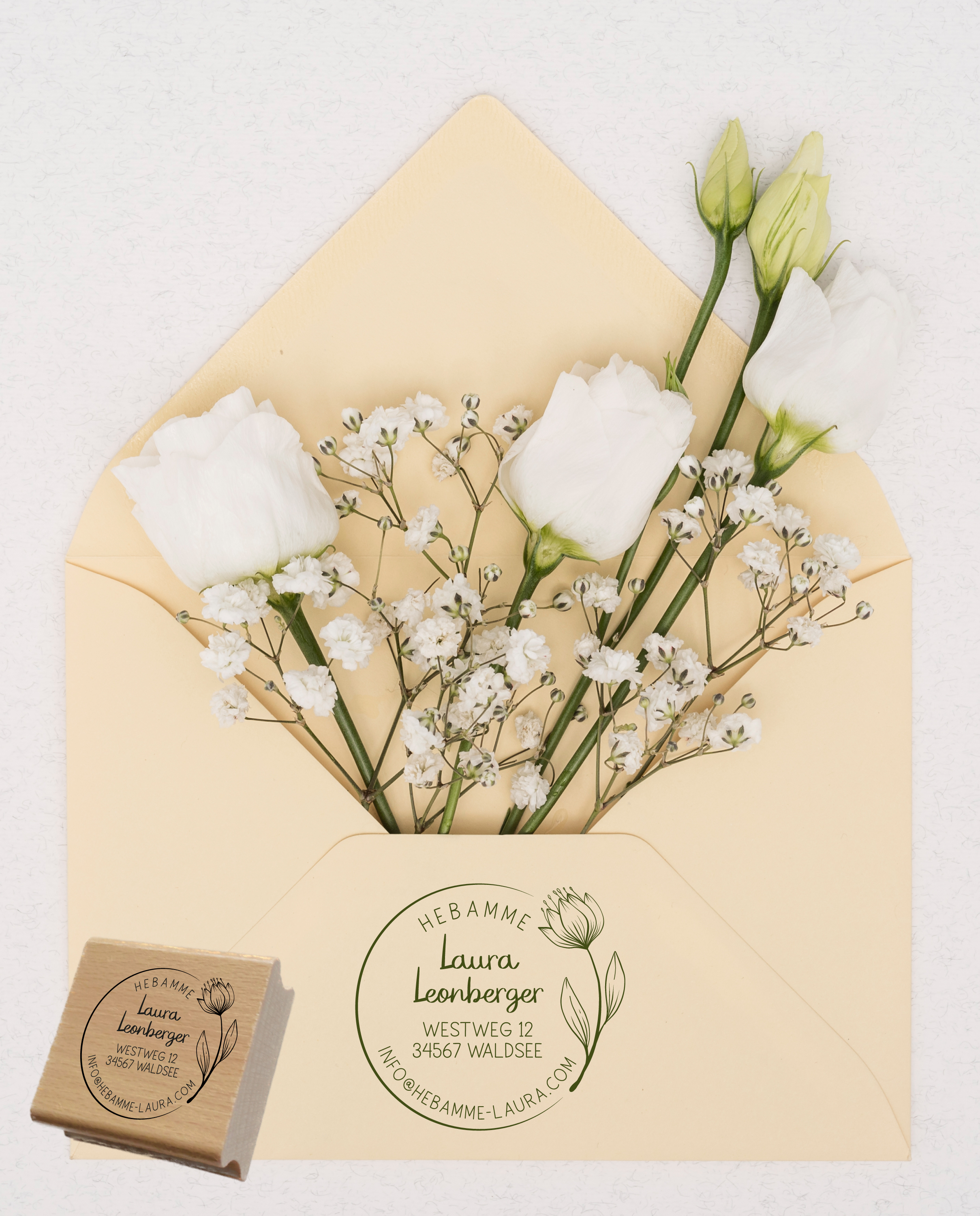 AdressSTEMPEL für Hebammen und Geburtshelfer "Tulpe"