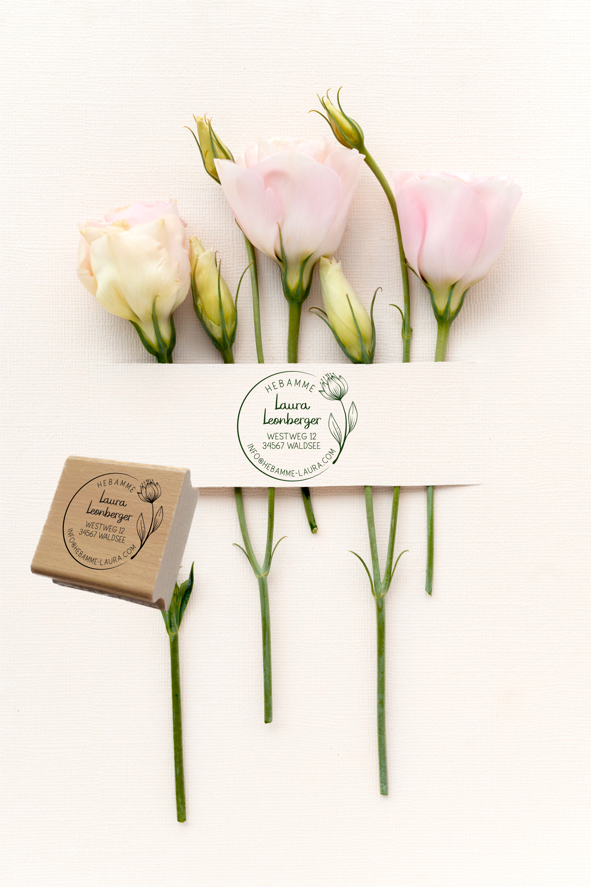 AdressSTEMPEL für Hebammen und Geburtshelfer "Tulpe"