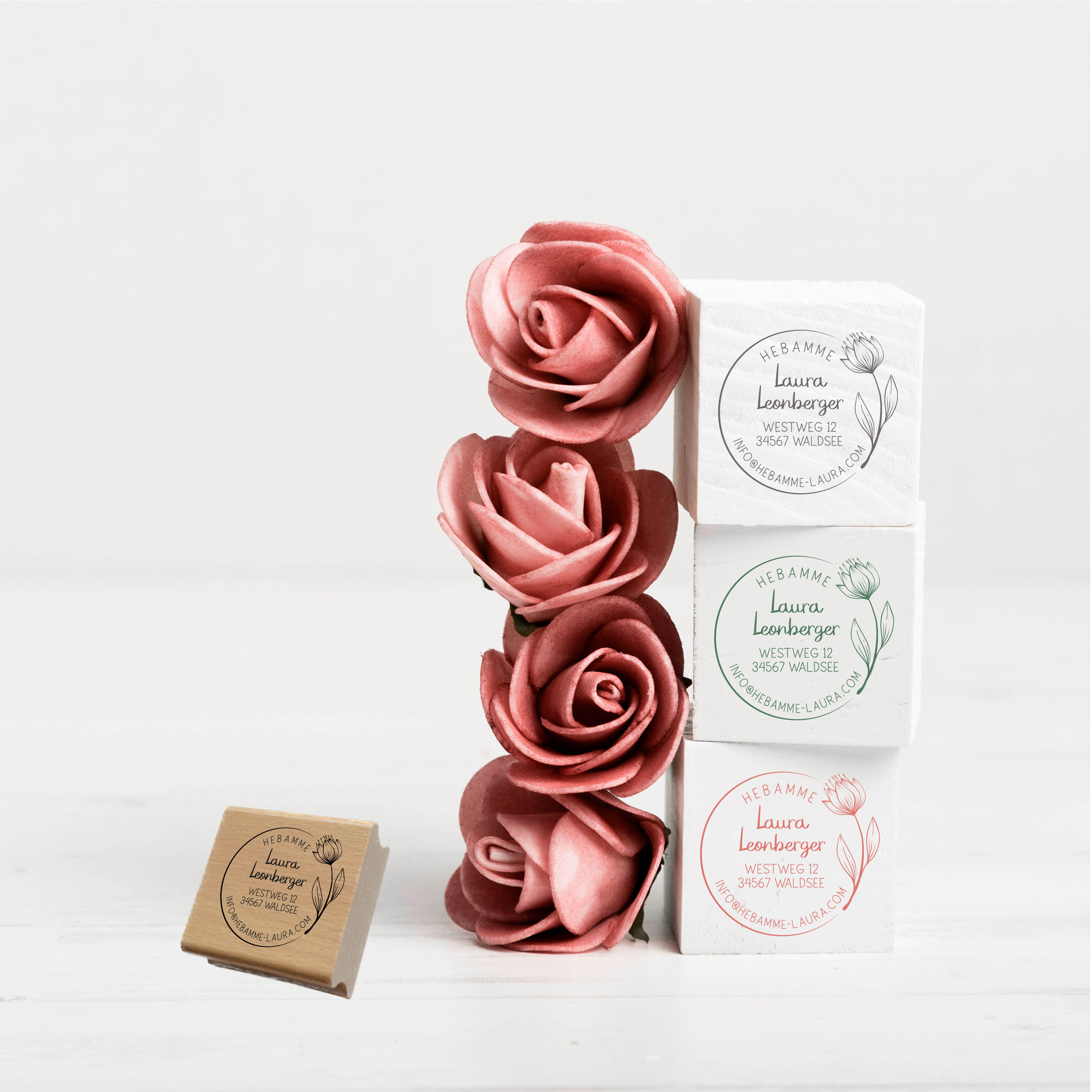 AdressSTEMPEL für Hebammen und Geburtshelfer "Tulpe"