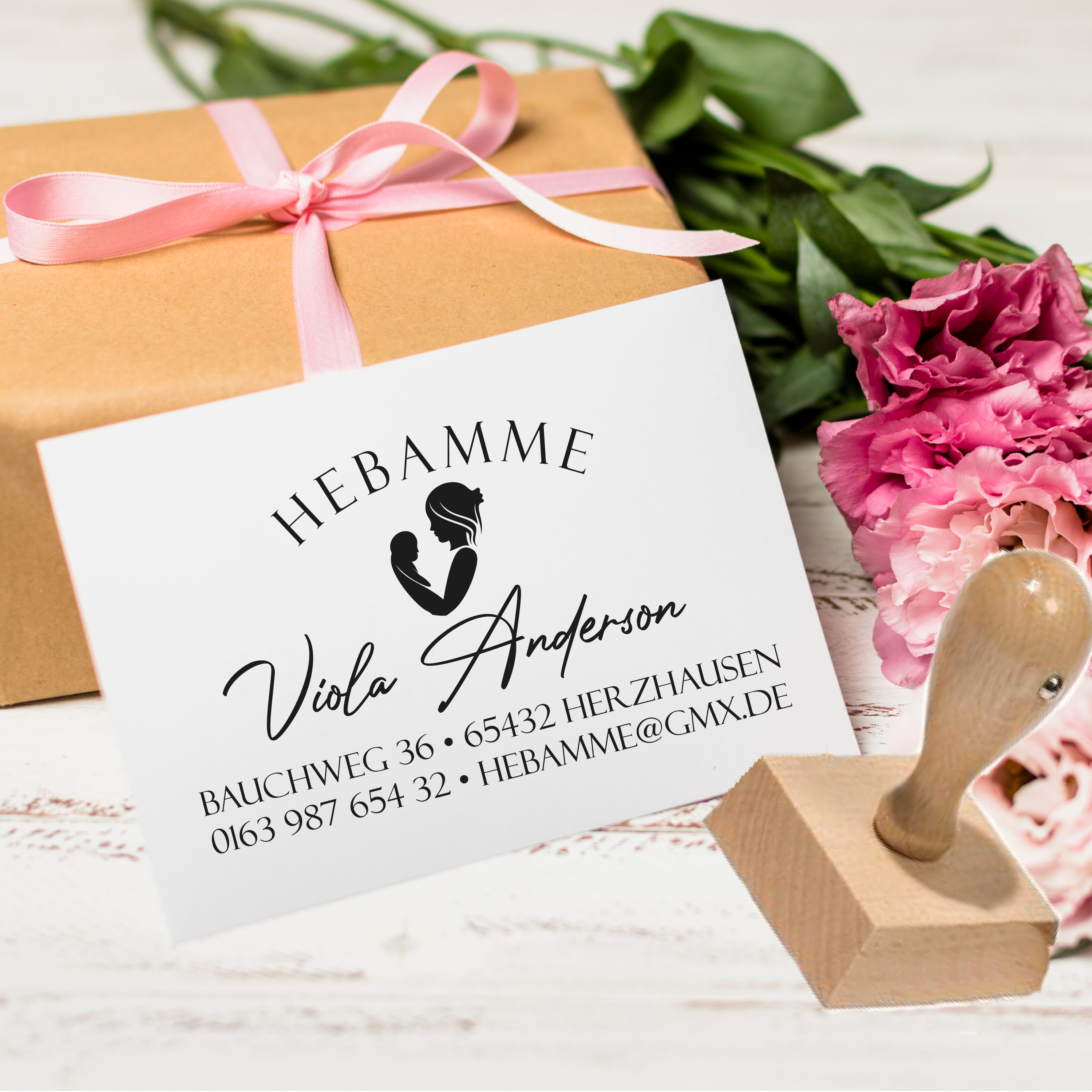 Personalisierter Hebammenstempel<br> – passend für den Mutterpass