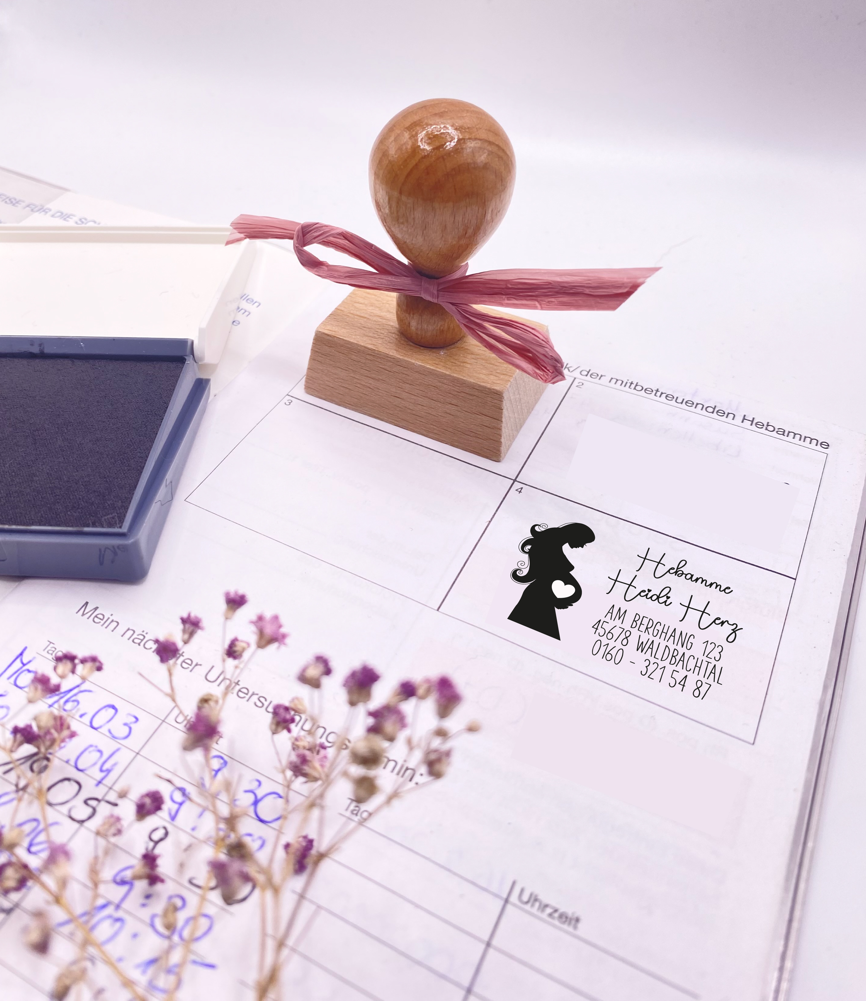 Personalisierter Hebammenstempel<br> – passend für den Mutterpass