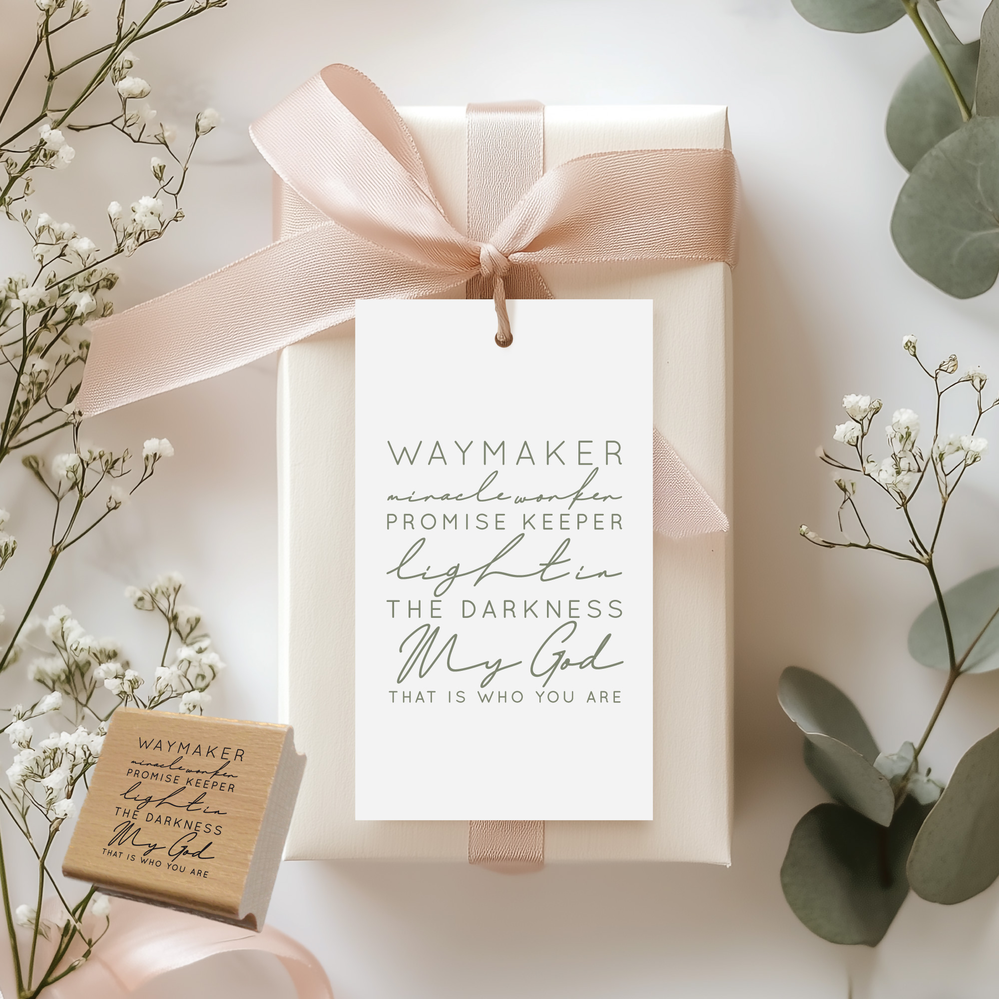 Segensstempel "Waymaker, Miracle Worker, Promise Keeper, Light in the Darkness" Christlicher Stempel