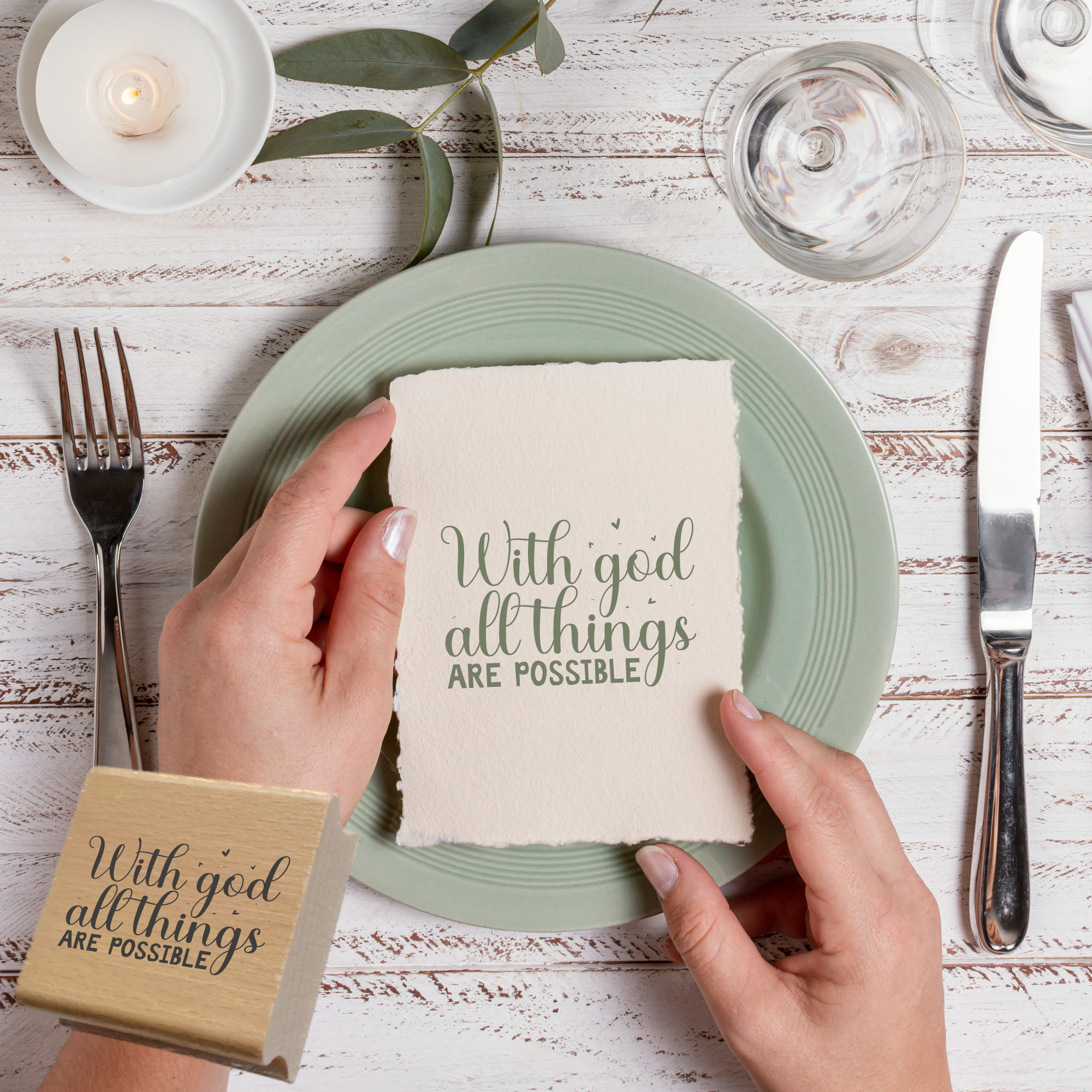 Segensstempel "With God all things are possible" Christlicher Stempel | Englisch