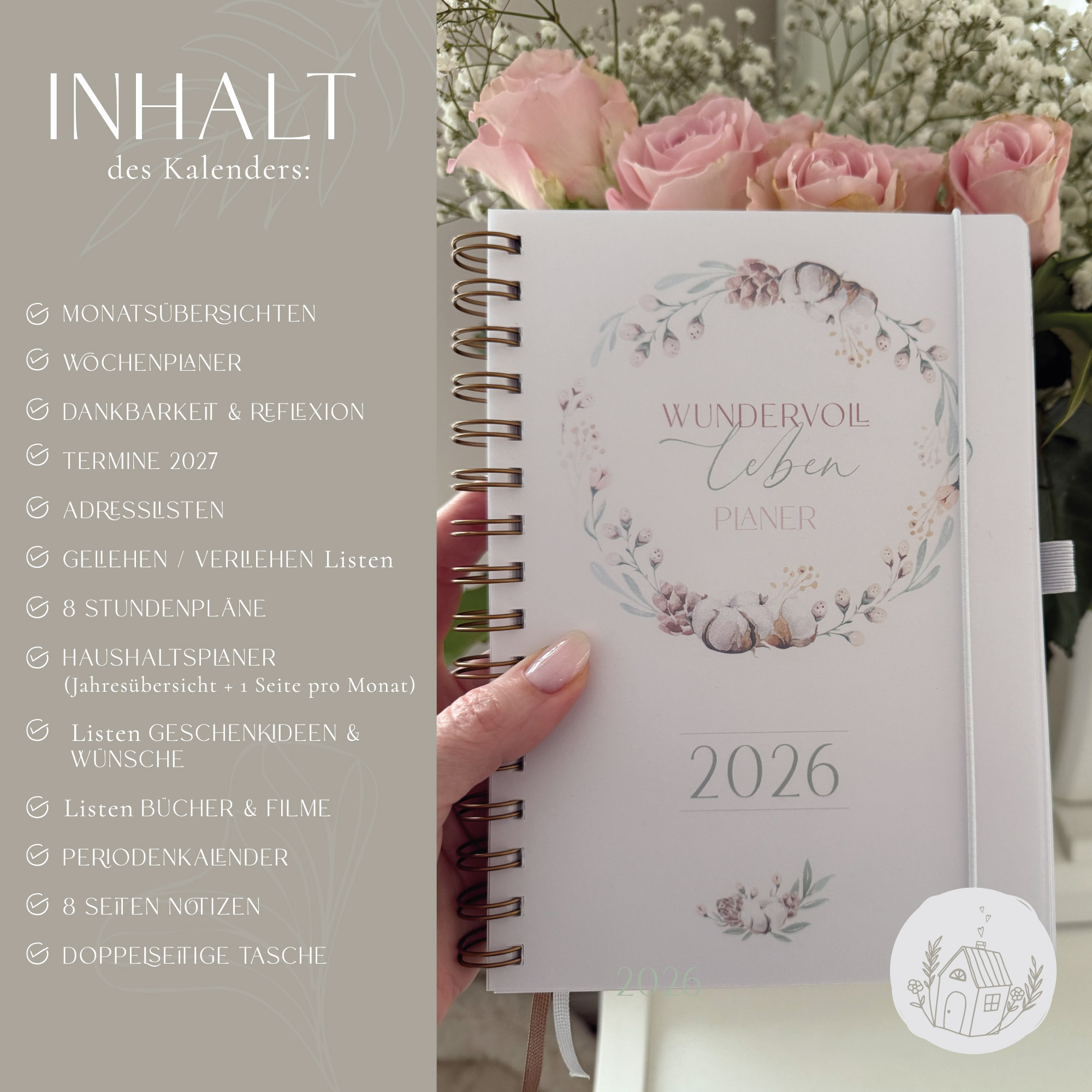 Jahresplaner "wundervoll leben" 2026 – plane dein Jahr mit Herz
