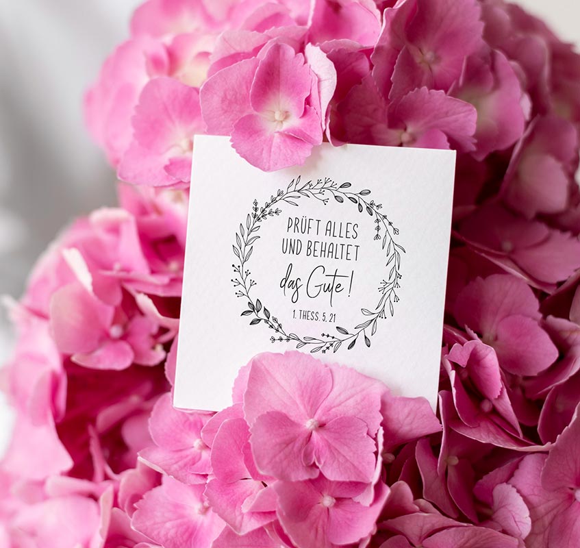 Jahreslosung 2025 STEMPEL "Prüft alles, das Gute behaltet" Flora