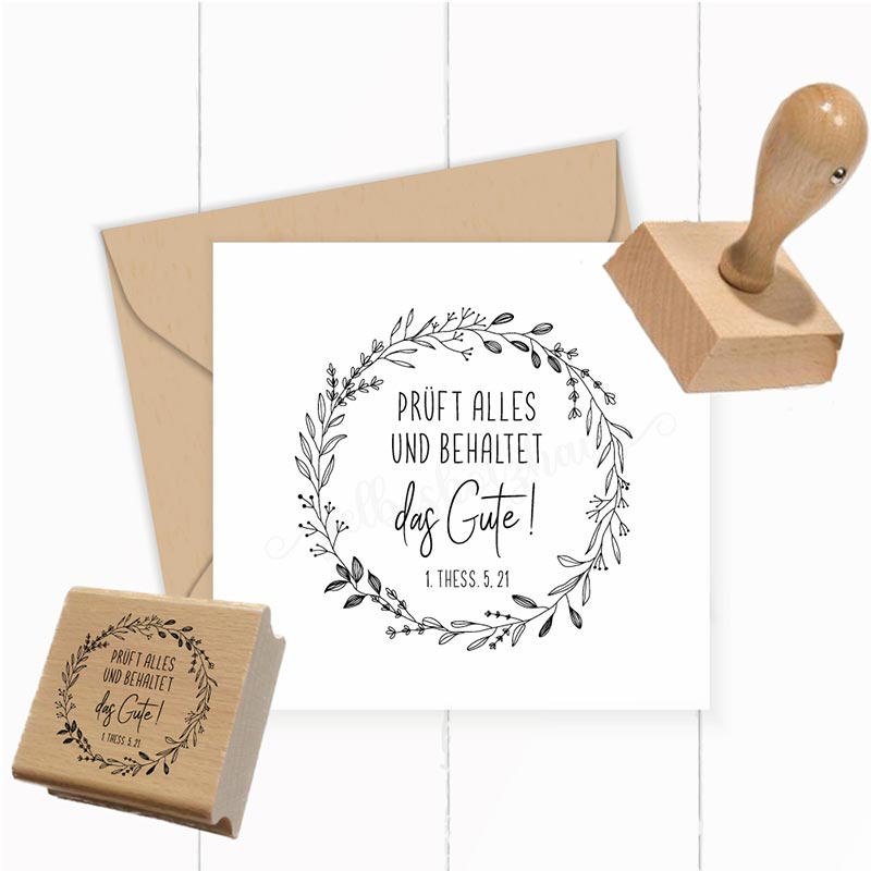 Jahreslosung 2025 STEMPEL "Prüft alles, das Gute behaltet" Flora
