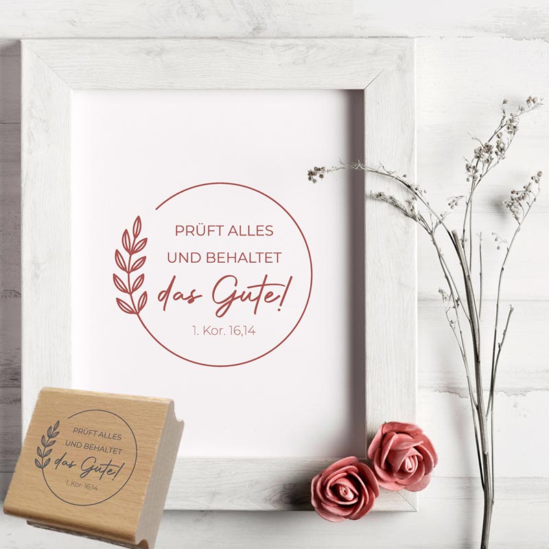 Jahreslosung 2025 STEMPEL "Prüft alles, das Gute behaltet" Kranz